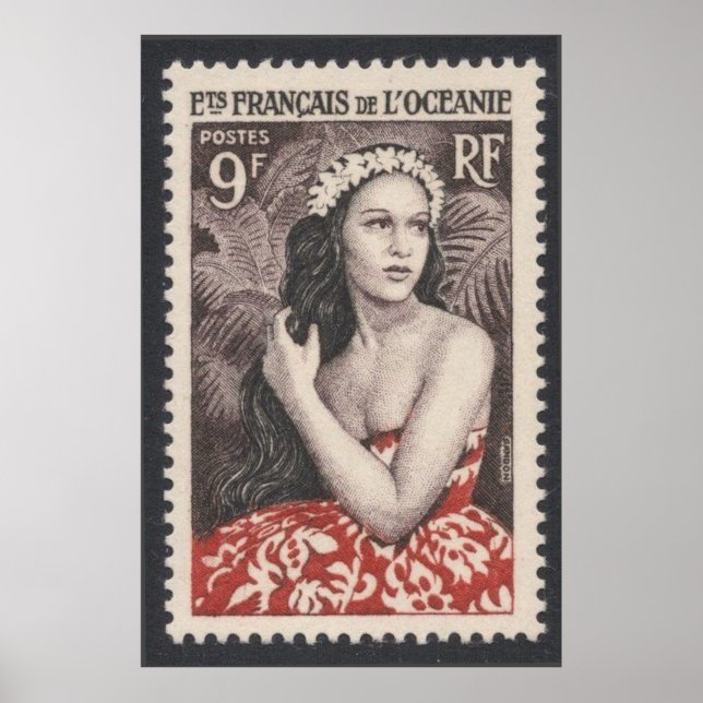 Poster de viagens Francês do Pacífico Sul Vintage (Frente)