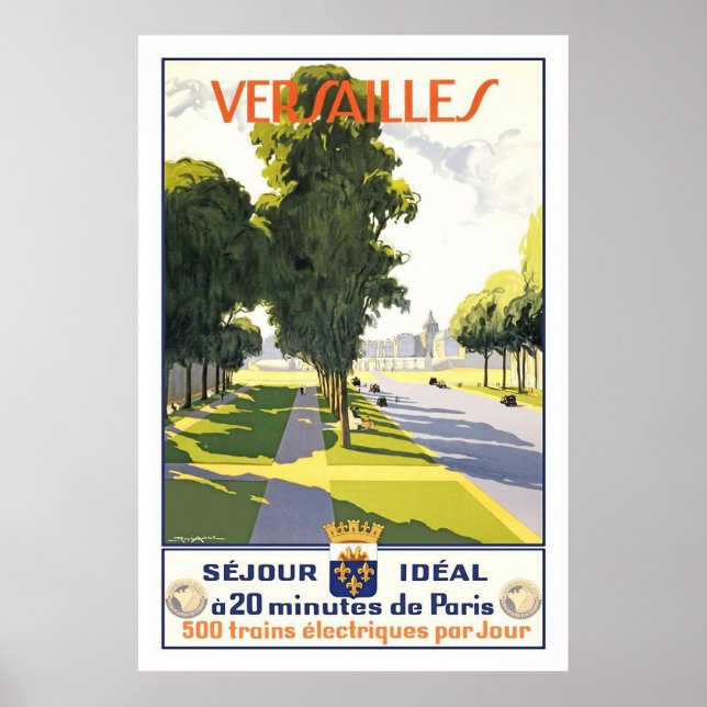 Poster de viagens francês Versailles Vintage (Frente)