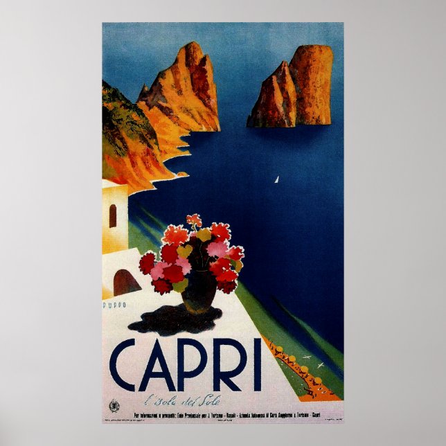 Poster de viagens francês Vintage Capri (Frente)