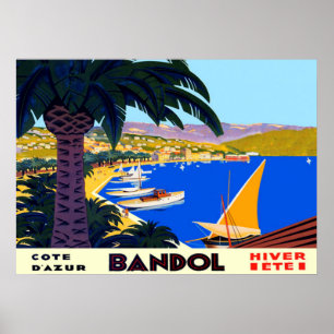 Poster de viagens francês Vintage Cote D'Azur Band