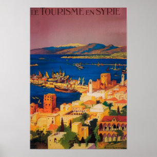 Poster de viagens francês, visitando em Syria