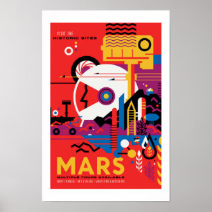 Poster de viagens futuro da NASA - planeta Marte
