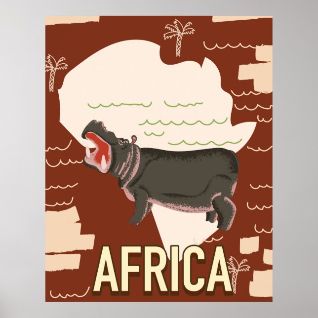 Poster de viagens hipopótamo africano (Frente)