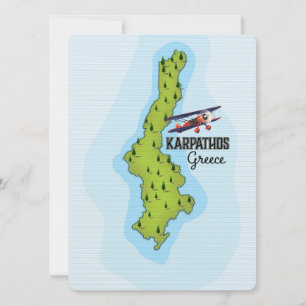 Poster de viagens ilustrado de Karpathos mapa