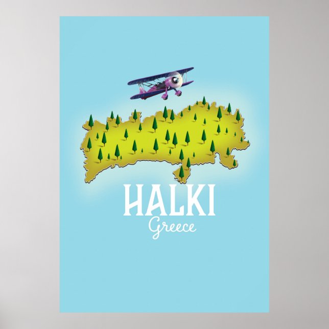 Poster de viagens ilustrado do Mapa de Grécias Hal (Frente)