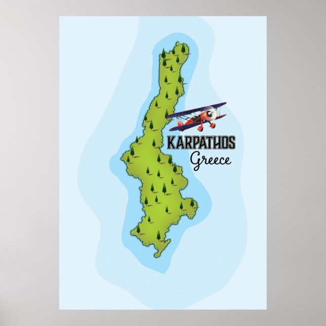 Poster de viagens Ilustrado do Mapa Grego de Karpa (Frente)