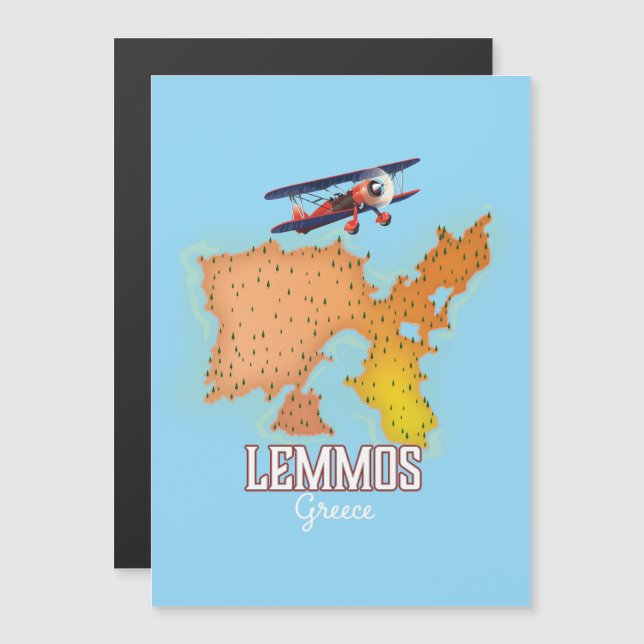 Poster de viagens Ilustrado do Mapa Grego do Lemmo (Frente/Verso)