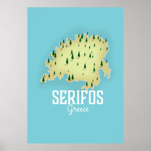 Poster de viagens Ilustrado do Mapa Grego Serifos