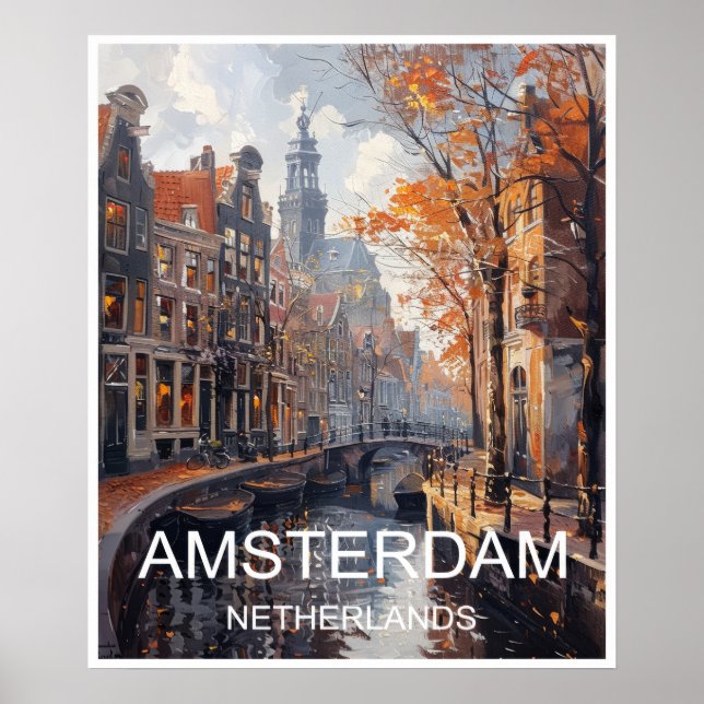 Poster de viagens Impressão de Arte de Amsterdã Ho (Frente)