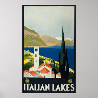 Poster de viagens italiano Lagos Vintage Itália
