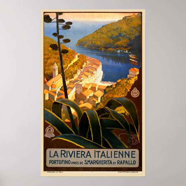 Poster de viagens italiano Riviera Europe Itália (Frente)