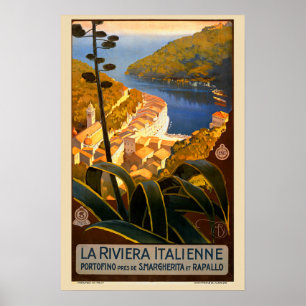 Poster de viagens italiano Riviera Europe Itália