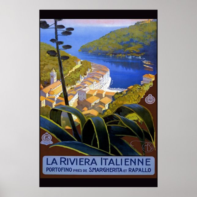 Poster de viagens italiano Riviera Italienne Vinta (Frente)