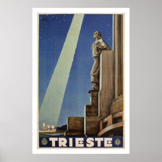 Poster de viagens italiano Vintage Art Deco Triest