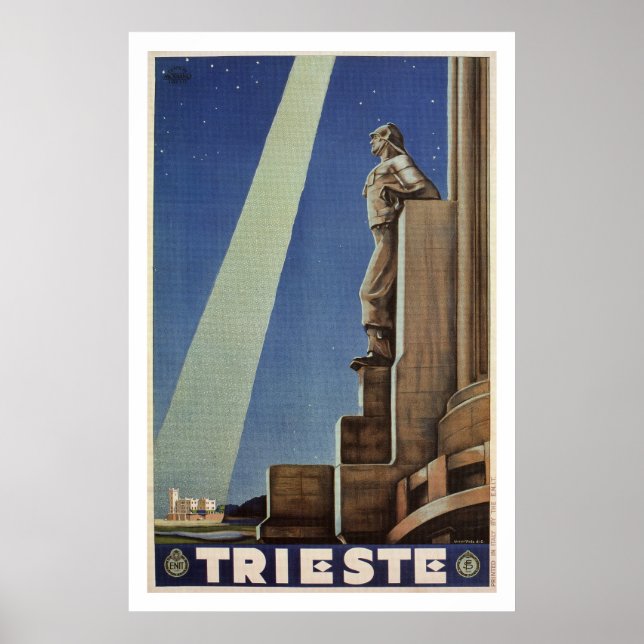 Poster de viagens italiano Vintage Art Deco Triest (Frente)