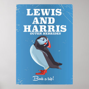 poster de viagens Lewis e Harris Scotland Puffin
