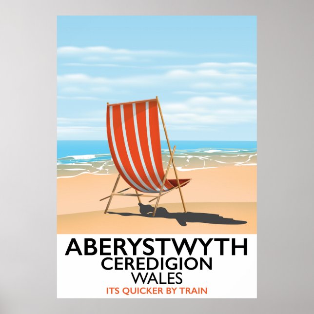 Poster de viagens litoral de Aberystwyth Wales (Frente)