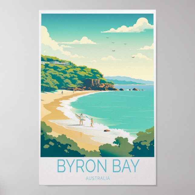 Poster de viagens litoral de Byron Bay (Frente)