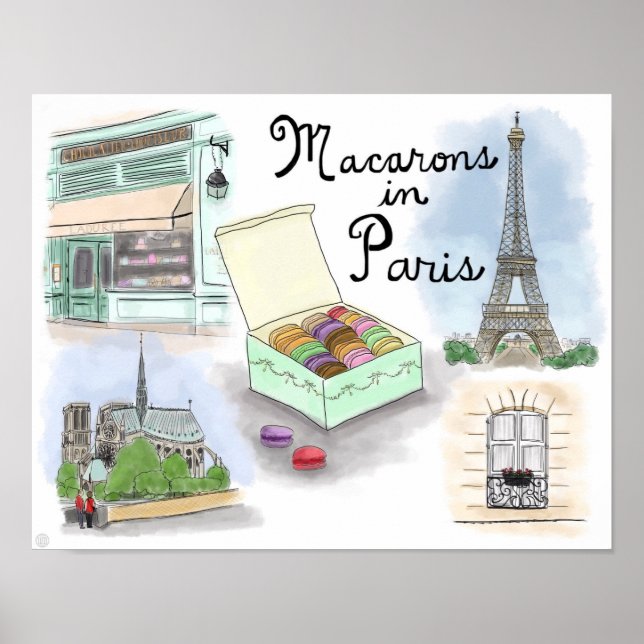 Poster de viagens: Macarons em Paris, França (Frente)