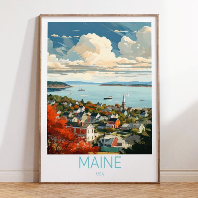Poster de viagens Maine USA, Augusta Maine State T (Criador carregado)