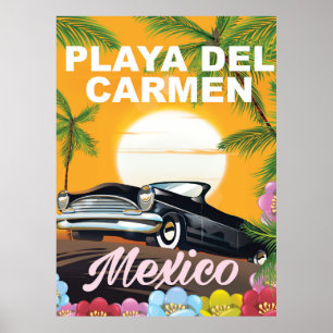 Poster de viagens mexicano do carro do Playa del