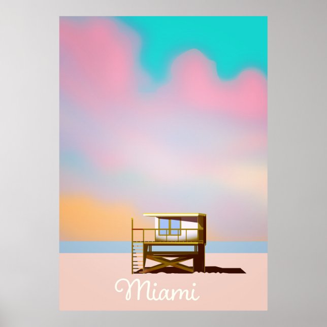 Poster de viagens Miami Lifeguard (Frente)