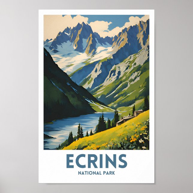 Poster de viagens mínimo do Parque Nacional Ecrins (Frente)