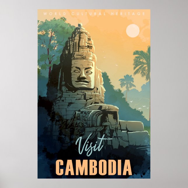 Poster de viagens Moderno Retro Cambojano (Frente)