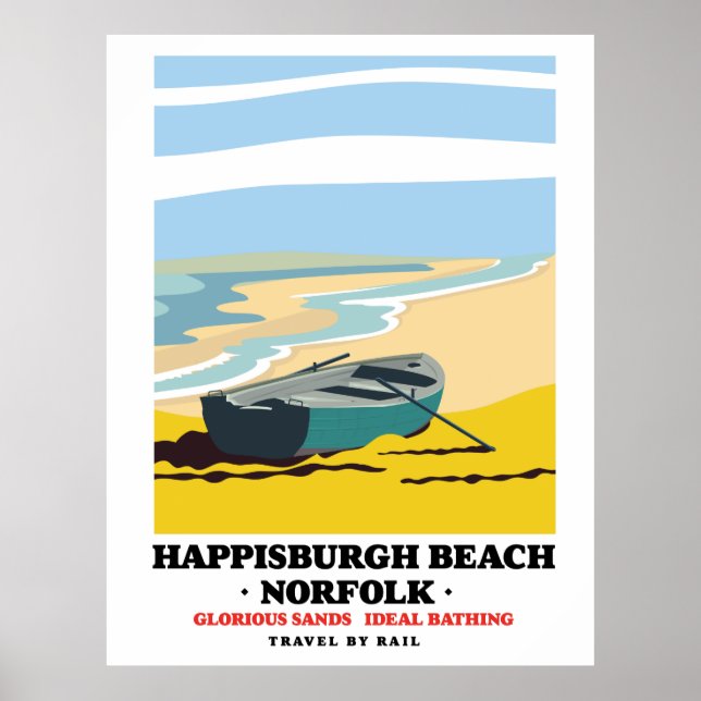 Poster de viagens Norfolk da Praia do Happisburgh (Frente)