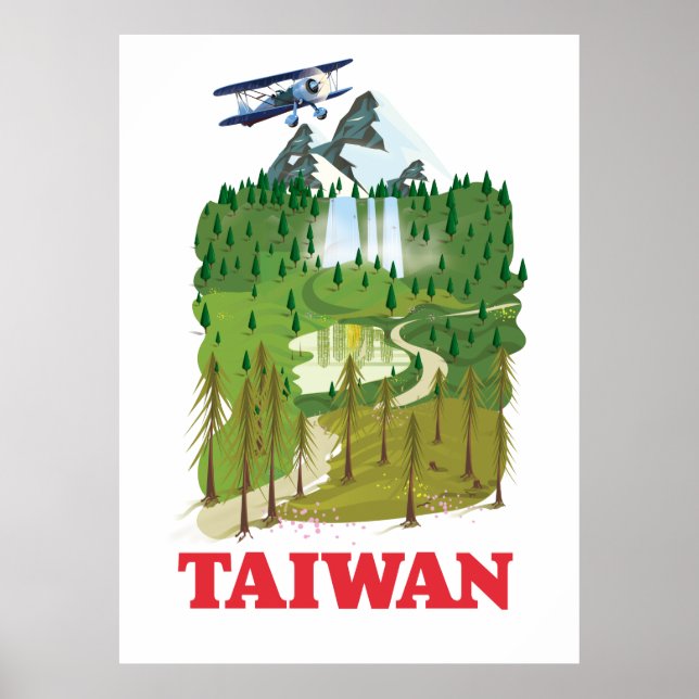 Poster de viagens paisagístico de Taiwan (Frente)