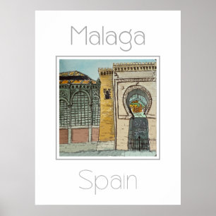 Poster de viagens para a Espanha de Málaga