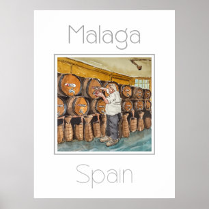 Poster de viagens para a Espanha de Málaga