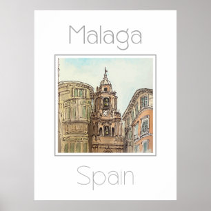 Poster de viagens para a Espanha de Málaga