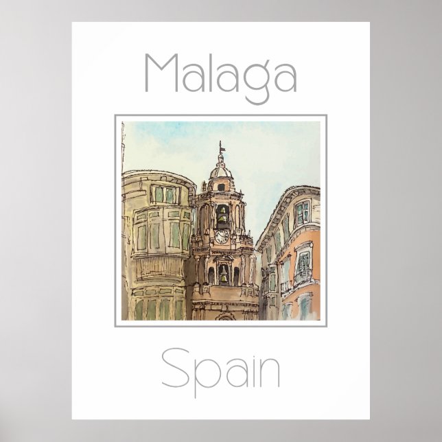 Poster de viagens para a Espanha de Málaga (Frente)
