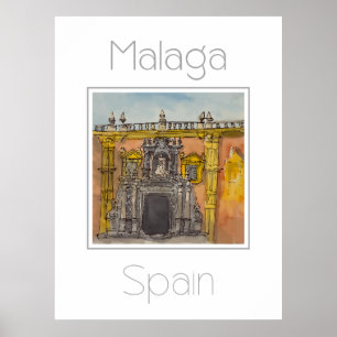 Poster de viagens para a Espanha de Málaga