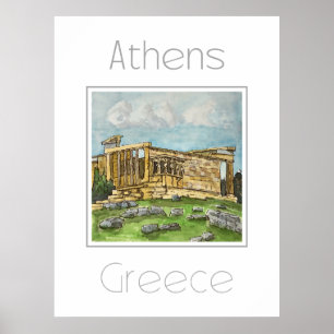 Poster de viagens para a Grécia de Atenas