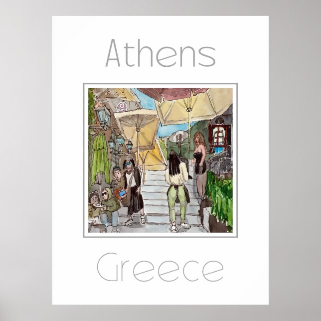 Poster de viagens para a Grécia de Atenas (Frente)