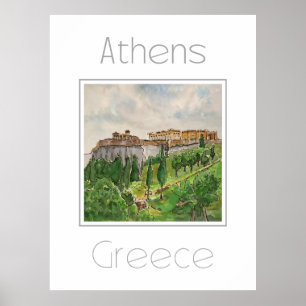 Poster de viagens para a Grécia de Atenas