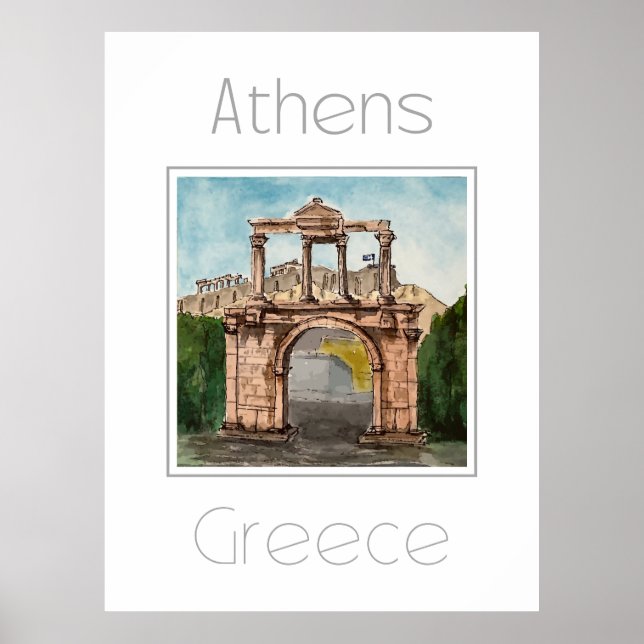 Poster de viagens para a Grécia de Atenas (Frente)