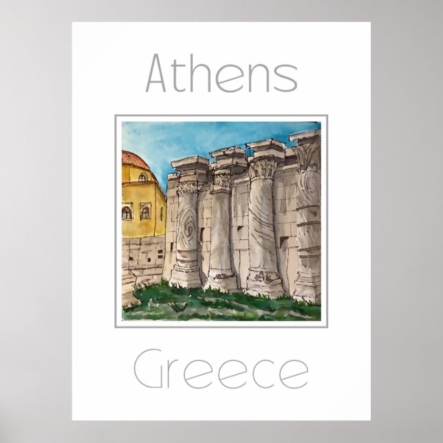 Poster de viagens para a Grécia de Atenas (Frente)