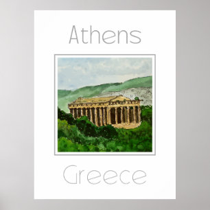 Poster de viagens para a Grécia de Atenas