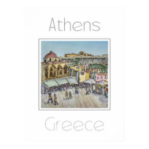 Poster de viagens para a Grécia de Atenas