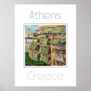 Poster de viagens para a Grécia de Atenas