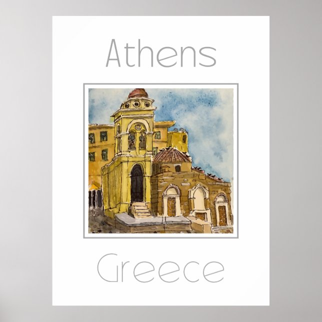 Poster de viagens para a Grécia de Atenas (Frente)