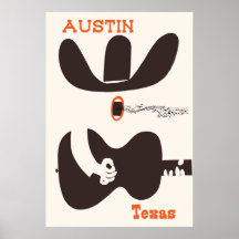 Poster de viagens para Austin, Texas.