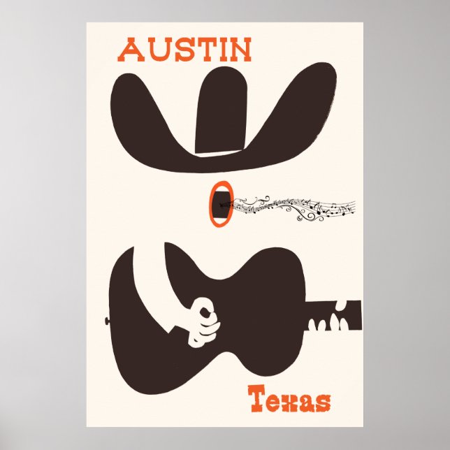 Poster de viagens para Austin, Texas. (Frente)