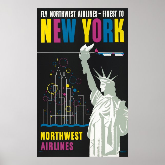 Poster de viagens Para Voar Northwest Airlines (Frente)