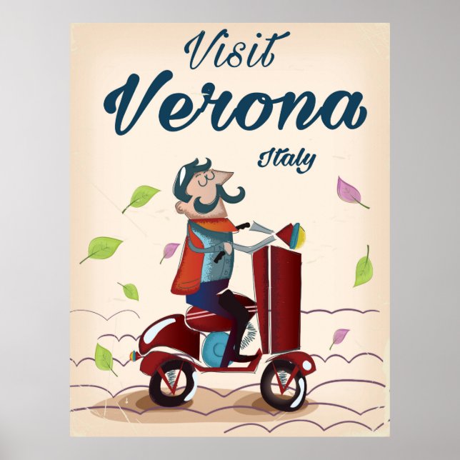 Poster de viagens patinete italiano Verona (Frente)
