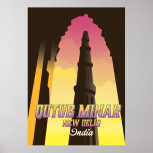 Poster de viagens Qutub Minar Nova Deli Índia