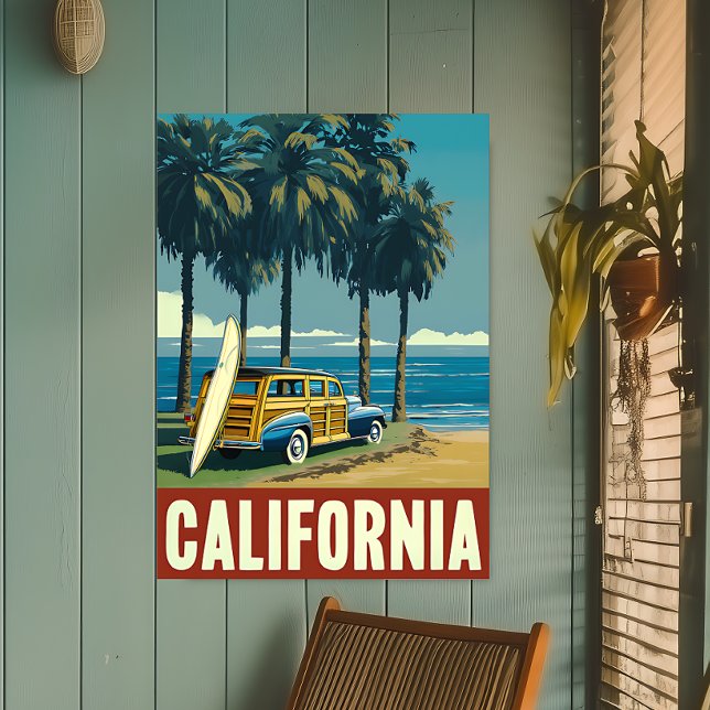 Poster de viagens Retro California Surf Beach (Criador carregado)